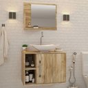 Ver imagem 1 de Armário de Banheiro com Cuba e Espelho 1 Porta 2 Prateleiras Carvalho 13689 - Compace