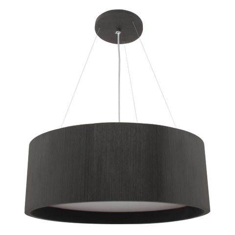 Lustre Pendente Madeira Redondo Preto 70cm - Preto