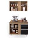 Ver imagem 3 de Armário Aéreo Indiana e Balcão Gabinete 100cm Luziania Castanho/Preto - Lumil Lumil Móveis