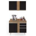 Ver imagem 1 de Armário Aéreo Indiana e Balcão Gabinete 100cm Luziania Castanho/Preto - Lumil Lumil Móveis