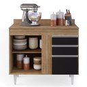 Ver imagem 5 de Armário Aéreo Indiana e Balcão Gabinete 100cm Luziania Castanho/Preto - Lumil Lumil Móveis