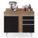 Ver imagem 6 de Armário Aéreo Indiana e Balcão Gabinete 100cm Luziania Castanho/Preto - Lumil Lumil Móveis