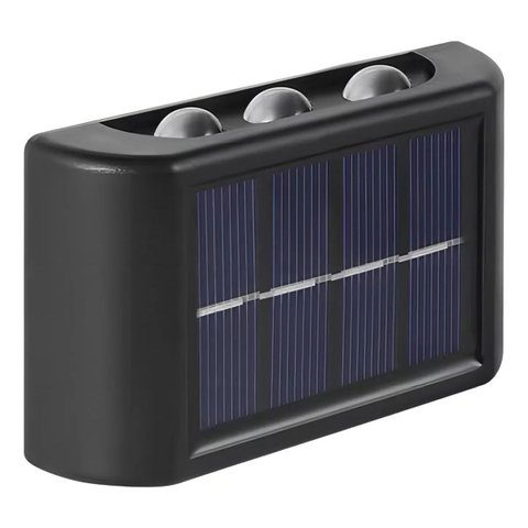Arandela Solar Led 6 Fachos 3000k Preto Ip65 Resistente À Chuva para Iluminação Externa Moderna