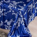 Ver imagem 3 de Jogo Cama Lençol Vine Queen Cetim Estampado Alto Brilho 4 Peças - Azul Egípcio Floral
