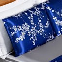 Ver imagem 2 de Jogo Cama Lençol Vine Queen Cetim Estampado Alto Brilho 4 Peças - Azul Egípcio Floral