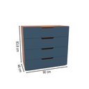 Ver imagem 3 de Cômoda Madri 4 Gavetas Azul/freijó - Politorno