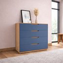Ver imagem 1 de Cômoda Madri 4 Gavetas Azul/freijó - Politorno