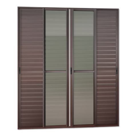 Porta Correr Venez.6F.Móv.210x240 Elite c/Fecho Aut.V.Lis.Marrom Corten Brimak