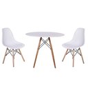 Ver imagem 1 de Kit Mesa Jantar Eiffel 90cm Branca + 2 Cadeiras Charles Eames - Branca