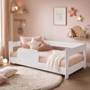 Ver imagem 1 de Cama Infantil Montessoriana com Colchão Baby Grade de Segurança - Branco
