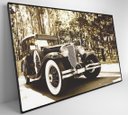 Ver imagem 4 de Quadro Carro Clássico Preto e Branco - 60x40 Cm - Vidro Impresso