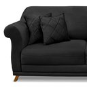 Ver imagem 6 de Sofá Decorativo 220cm 3 Lugares com 4 Almofadas Armstrong Veludo Preto - Gran Belo