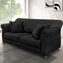 Ver imagem 5 de Sofá Decorativo 220cm 3 Lugares com 4 Almofadas Armstrong Veludo Preto - Gran Belo