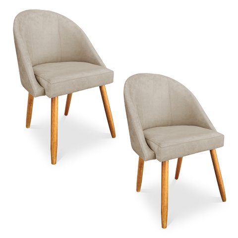 Kit 02 Cadeiras Jantar Bela Suede Pés Palito Castanho Pallazio