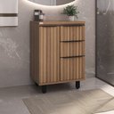 Ver imagem 2 de Conjunto Cecília com Pés 60 Cm Painel Ripado Espelho Led e Cuba Preta - Fabribam