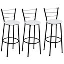 Ver imagem 1 de Kit 3 Banquetas Alta Preta com Encosto Assento Branco Jaddi