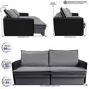 Ver imagem 3 de Sofá sem Caixa Retrátil Baú 1,55m Cama Inbox Grace Tecido Linho e Courino Cinza Escuro