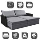 Ver imagem 4 de Sofá sem Caixa Retrátil Baú 1,55m Cama Inbox Grace Tecido Linho e Courino Cinza Escuro