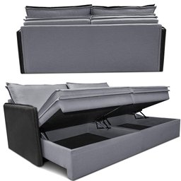 Sofá sem Caixa Retrátil Baú 1,55m Cama Inbox Grace Tecido Linho e Courino Cinza Escuro - 7