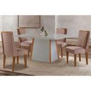 Ver imagem 1 de Conjunto Sala de Jantar Tilia C/ Tampo Madeirado C/ Vidro Canto Curvo 120x80cm e 4 Cadeiras Tilia