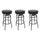 Ver imagem 1 de Conjunto 3 Banquetas Giratória Bar para Bancada Média Altura 65cm cor Preto Assento Preto Poltronas