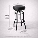 Ver imagem 5 de Conjunto 3 Banquetas Giratória Bar para Bancada Média Altura 65cm Cor Preto Assento Preto Poltronas