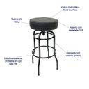 Ver imagem 3 de Conjunto 3 Banquetas Giratória Bar para Bancada Média Altura 65cm cor Preto Assento Preto Poltronas