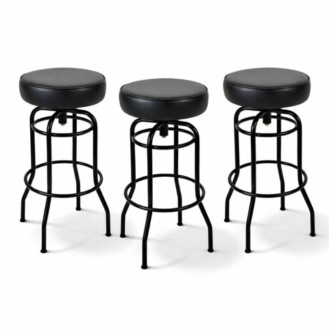 Conjunto 3 Banquetas Giratória Bar para Bancada Média Altura 65cm Cor Preto Assento Preto Poltronas