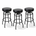 Ver imagem 1 de Conjunto 3 Banquetas Giratória Bar para Bancada Média Altura 65cm Cor Preto Assento Preto Poltronas