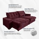 Ver imagem 3 de Sofá Califórnia Retrátil e Reclinável 3 Lugares 2,10m com Molas Ensacadas e Pillow Vinho