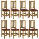 Ver imagem 1 de Kit 8 Cadeiras Madeira Maciça Estofado Corino Marrom Diamante Cor Nogueira Nemargi