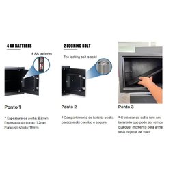 Cofre Eletrônico Digital Grande com Senha e Chave – Porta Documentos e Armas, Display Lcd, Bandeja e - 5