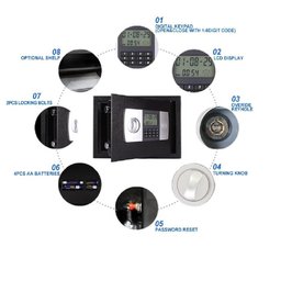 Cofre Eletrônico Digital Grande com Senha e Chave – Porta Documentos e Armas, Display Lcd, Bandeja e - 6