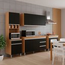 Ver imagem 1 de Conjunto Kit Cozinha Completa Balcão Pia sem Tampo Armário Aéreo Balcão Cooktop e Armário Paneleiro