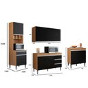 Ver imagem 3 de Conjunto Kit Cozinha Completa Balcão Pia sem Tampo Armário Aéreo Balcão Cooktop e Armário Paneleiro