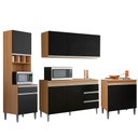 Ver imagem 2 de Conjunto Kit Cozinha Completa Balcão Pia sem Tampo Armário Aéreo Balcão Cooktop e Armário Paneleiro