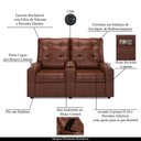 Ver imagem 6 de Poltrona do Papai Reclinável Sala de Cinema 2 Lugares Manual Baú Usb Pu Marrom Brilho
