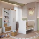 Ver imagem 1 de Quarto Intantil com Guarda Roupas 4 Portas e Berço Branco/Mel