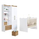 Ver imagem 5 de Quarto Intantil com Guarda Roupas 4 Portas e Berço Branco/Mel