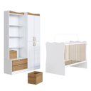 Ver imagem 2 de Quarto Intantil com Guarda Roupas 4 Portas e Berço Branco/Mel