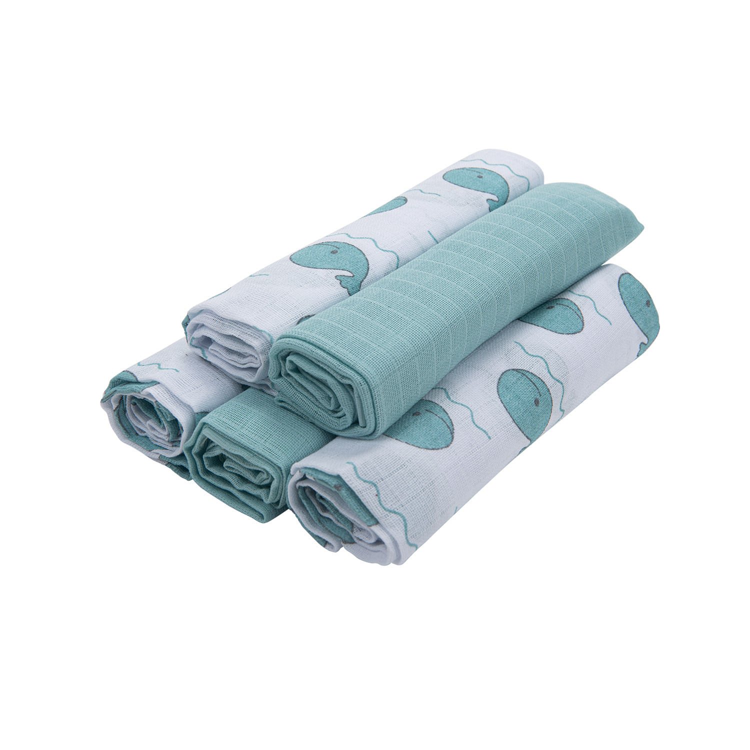 Fralda de Pano Prime Baby Joy Estampado/liso 80cmx80cm Pct C/05un //baleias - 1