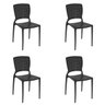 4 Cadeiras Cozinha Jantar Tramontina Safira em Polipropileno Preto - 1