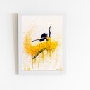 Ver imagem 1 de Mulher Vestido Amarelo Arte Quadro Moldura Branca 60x40cm