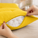 Ver imagem 4 de Almofada Cabeceira Mel 90cm Suede Apoio Conforto com Bolso Lateral