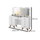 Ver imagem 3 de Penteadeira camarim Mila 9 gavetas led espelho pés de madeira - Branco