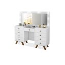 Ver imagem 2 de Penteadeira camarim Mila 9 gavetas led espelho pés de madeira - Branco