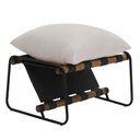 Ver imagem 4 de Kit Poltrona com Puff Turim Base Aço Preto Recouro Black Linho Off White - Nexta Casa
