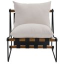 Ver imagem 5 de Kit Poltrona com Puff Turim Base Aço Preto Recouro Black Linho Off White - Nexta Casa