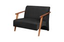 Ver imagem 1 de Poltrona Namoradeira Venus Braço Madeira Maciça Suede Unidecor Preto