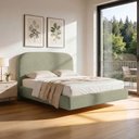 Ver imagem 1 de Cama Casal Flutuante com Cabeceira 140cm Aura W01 Bouclê Oliva - Lyam Decor